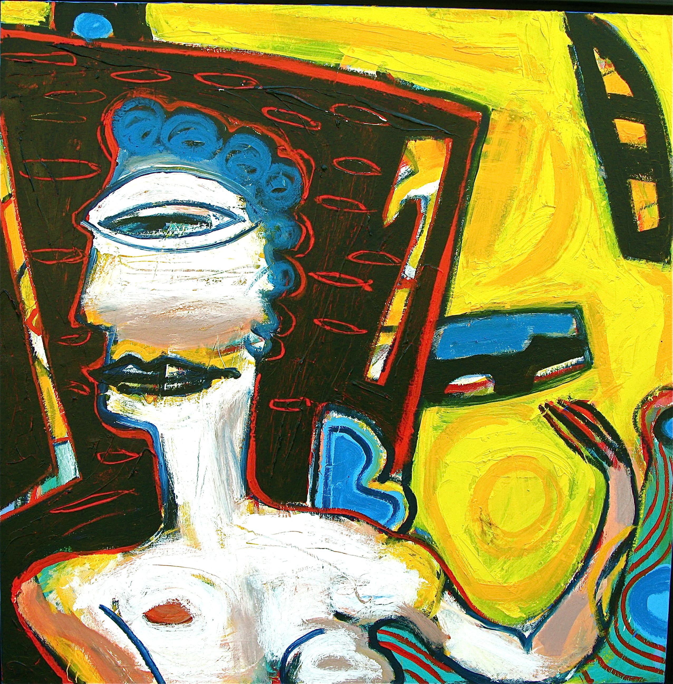 Naked Lady in yellow room